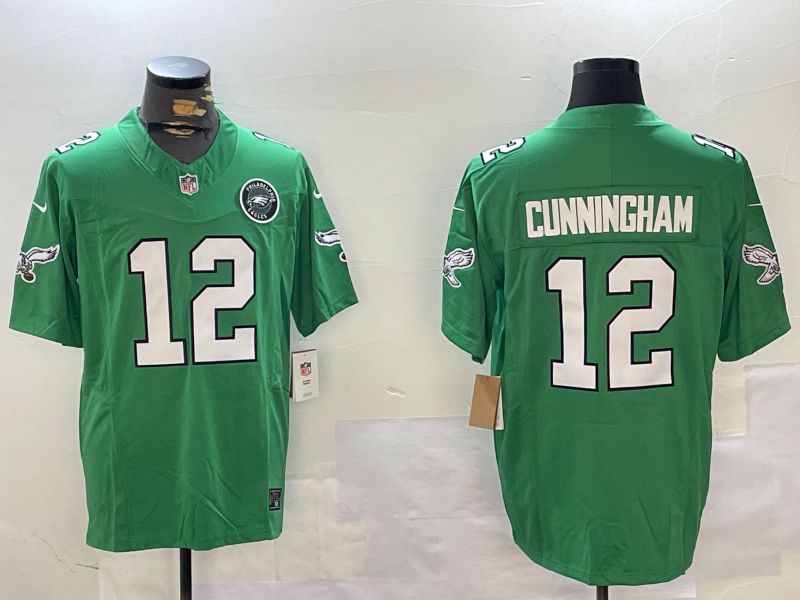 Men Philadelphia Eagles #12 Cunningham Green Throwback 2024 Nike Vapor Limited NFL Jersey style 2->philadelphia eagles->NFL Jersey